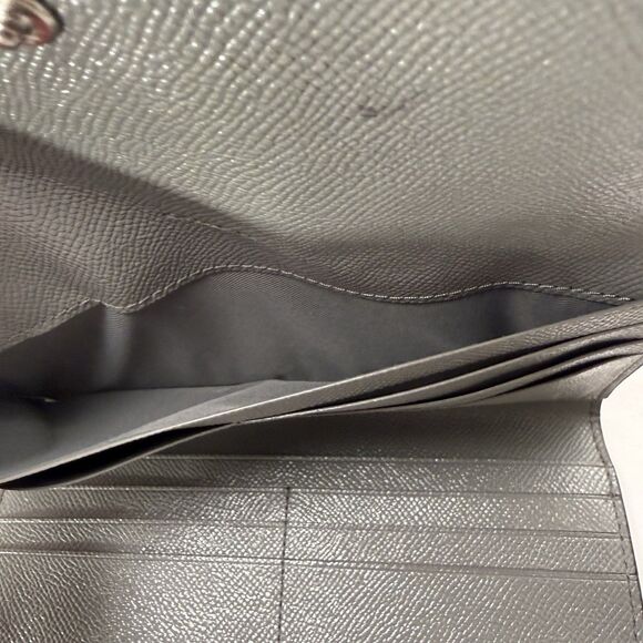 Coach Pebbled Gray Leather Slim Envelope Wallet Clutch snap closure - Picture 10 of 14